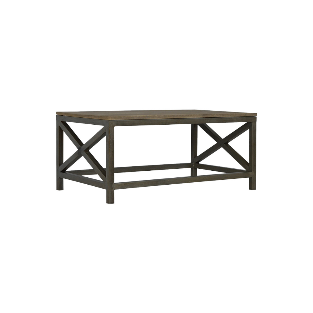 Industrial Cross Metal Oatmeal Coffee Table