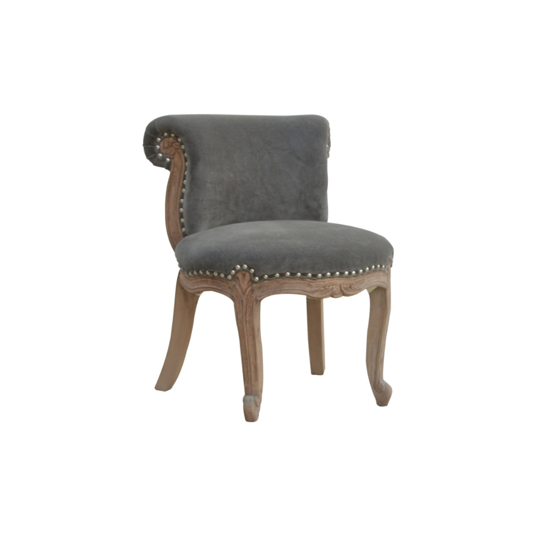 Grey Velvet Studded Chair