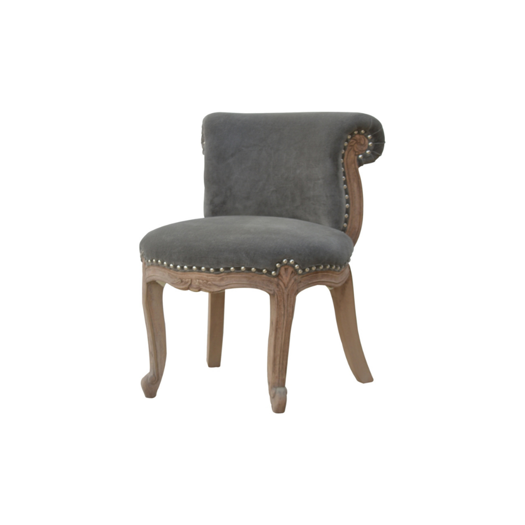 Grey Velvet Studded Chair