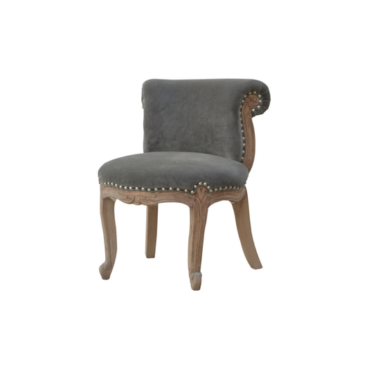 Grey Velvet Studded Chair