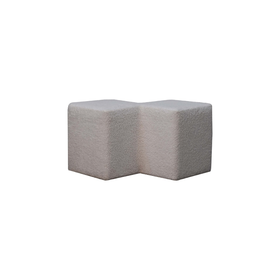 White Boucle Twin Footstool