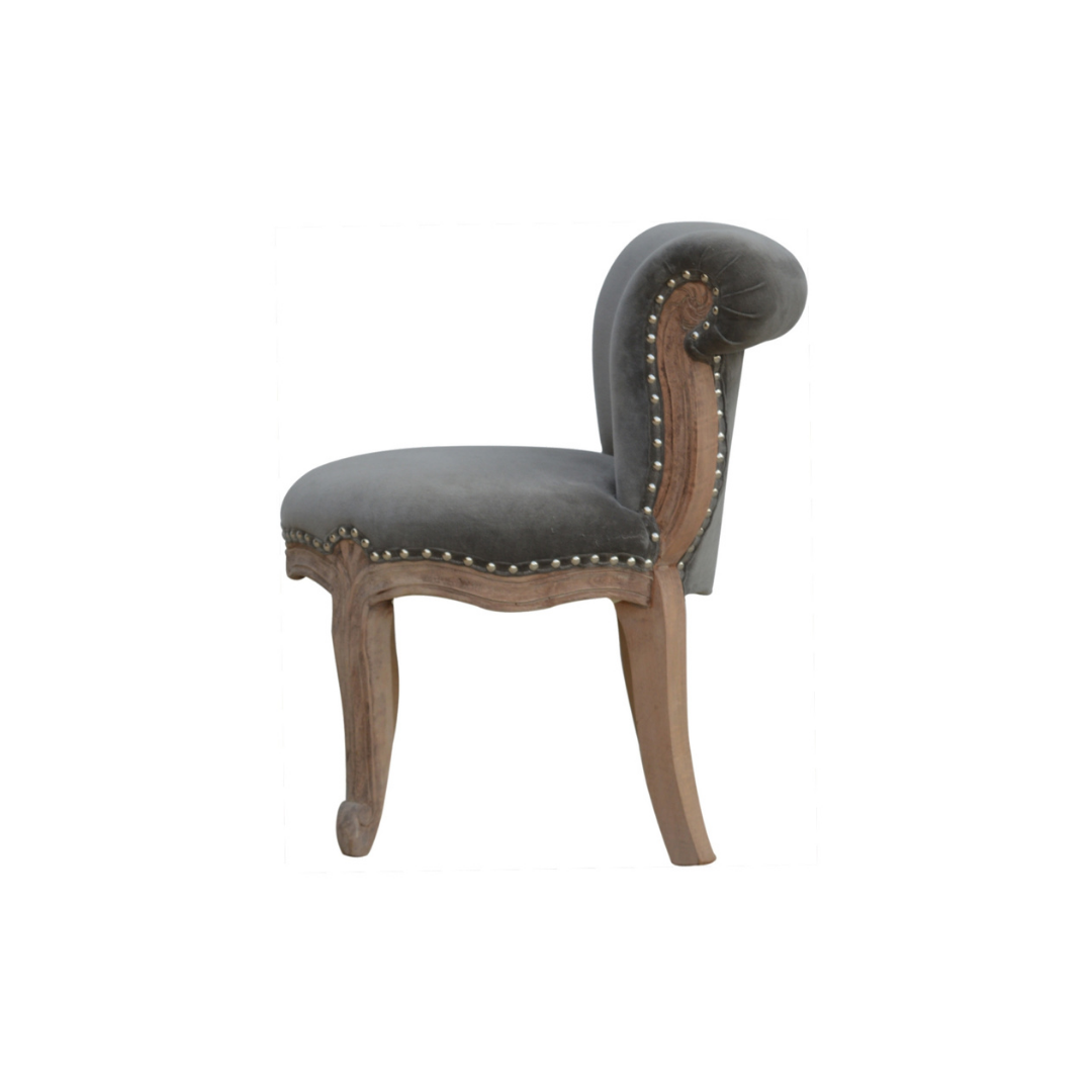 Grey Velvet Studded Chair