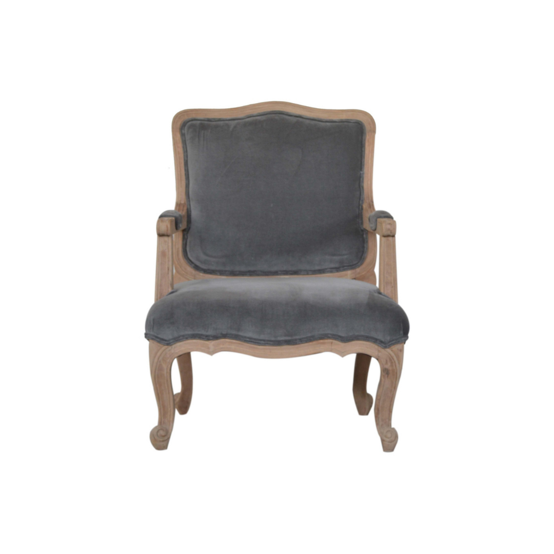 Grey Velvet French Style Chair