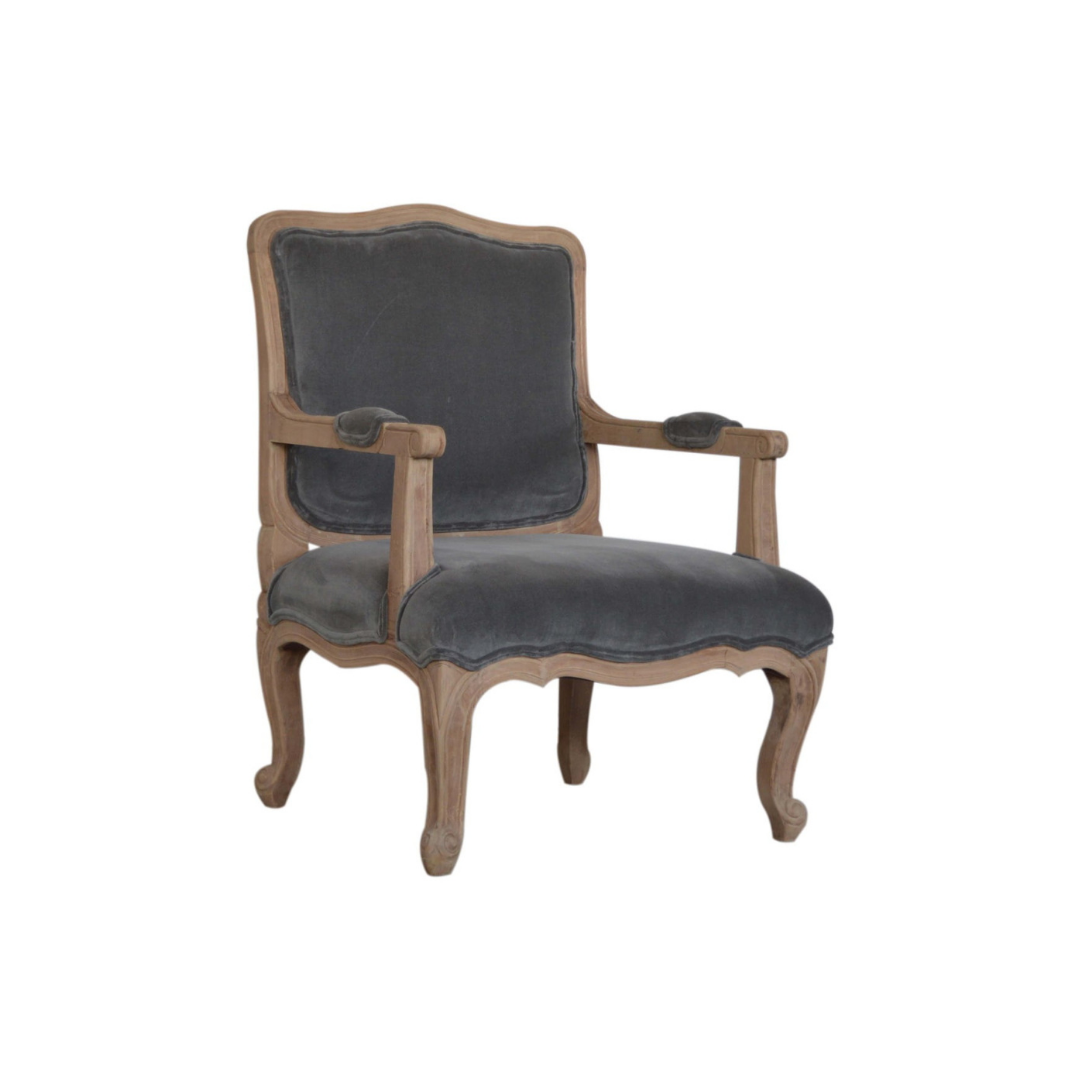 Grey Velvet French Style Chair