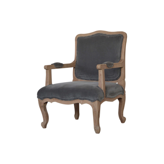 Grey Velvet French Style Chair