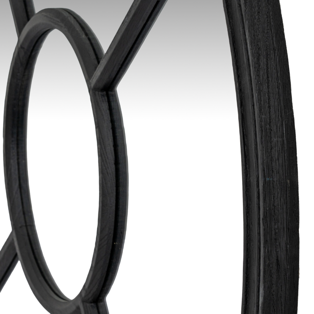 Black Wood Round Window Mirror