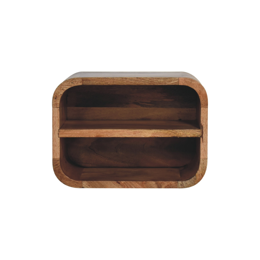 Oak Style Floating Open Curve Bedside Table