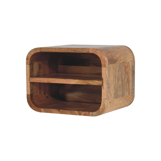 Oak Style Floating Open Curve Bedside Table