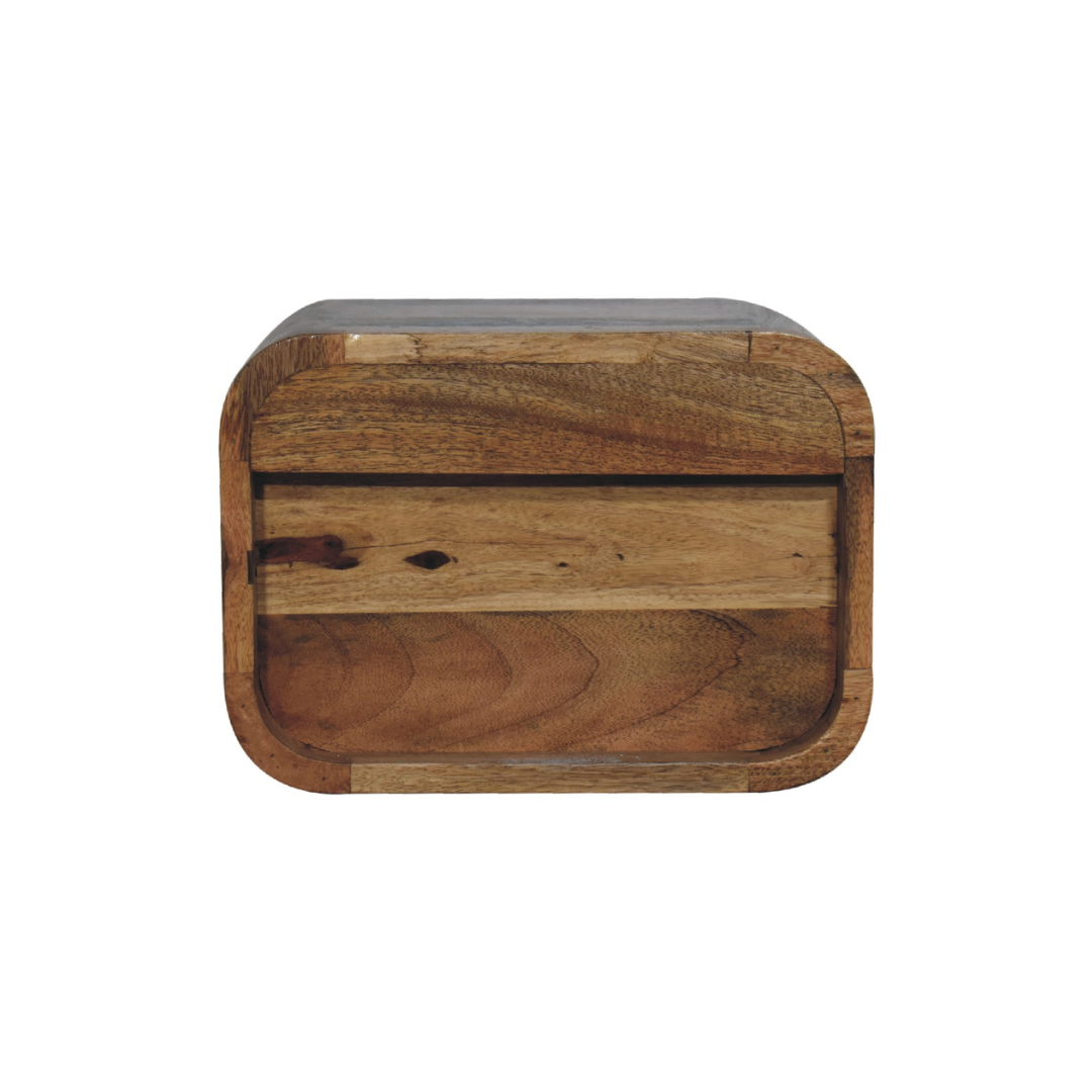 Oak Style Floating Open Curve Bedside Table