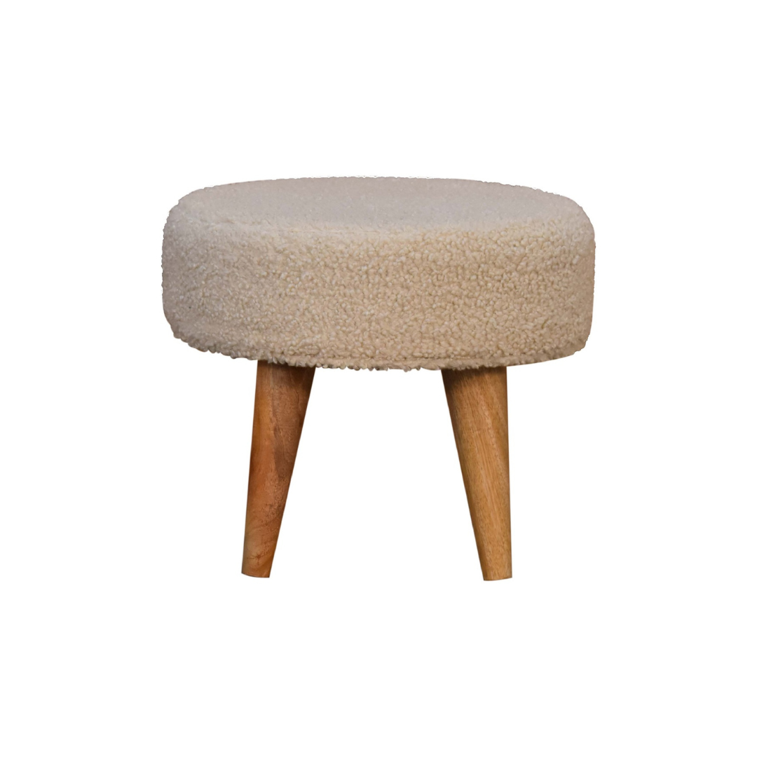 Cream Boucle Petite Footstool
