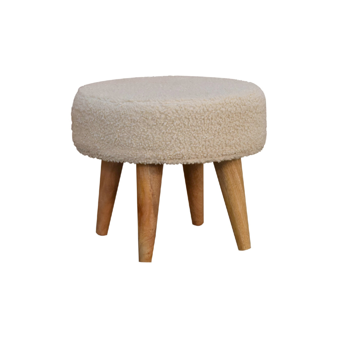 Cream Boucle Petite Footstool