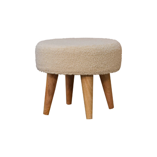 Cream Boucle Petite Footstool