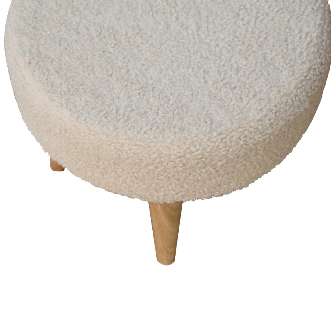 Cream Boucle Petite Footstool