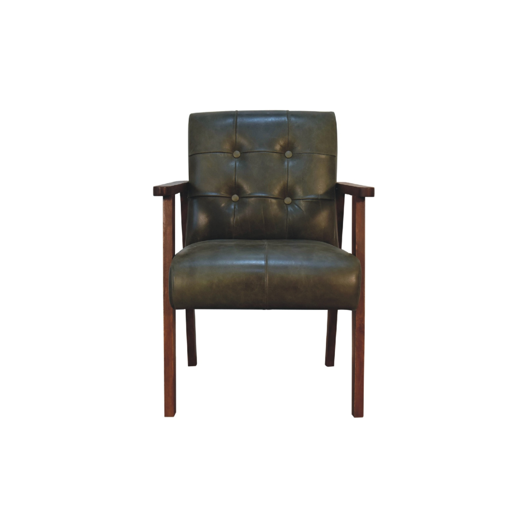 Olive Buffalo Leather Chair