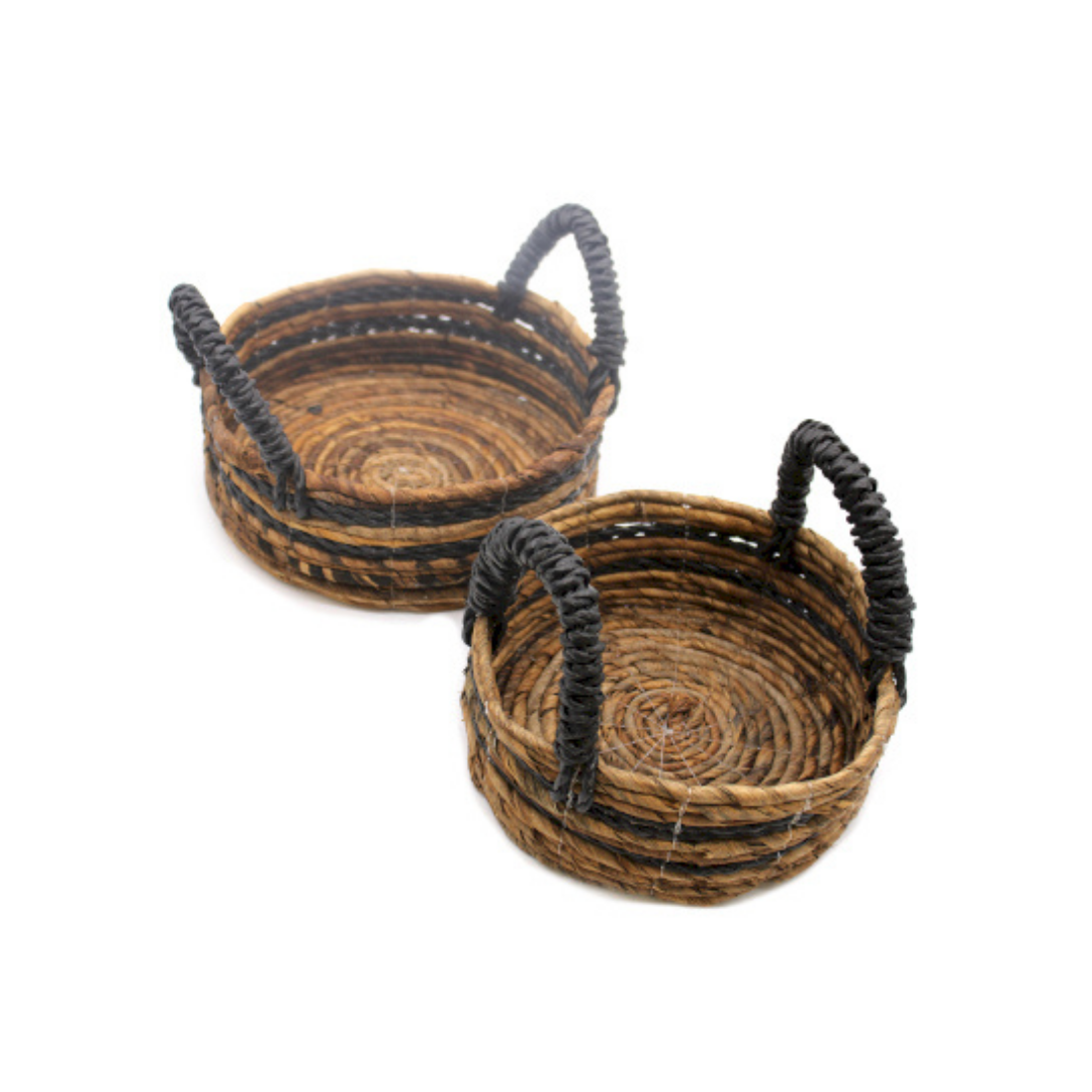 Banana Leaf & Hitam Raffia Basket - Set of 2