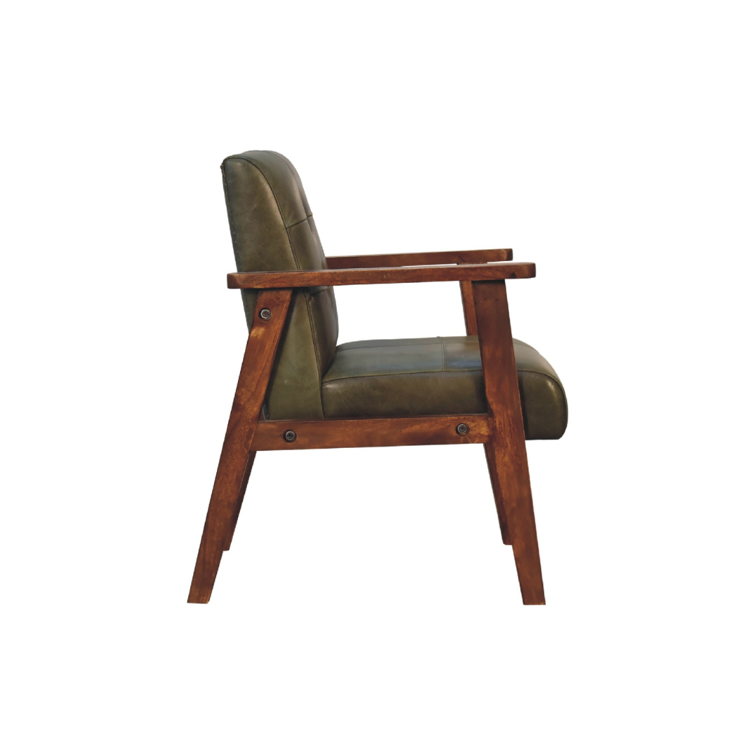 Olive Buffalo Leather Chair