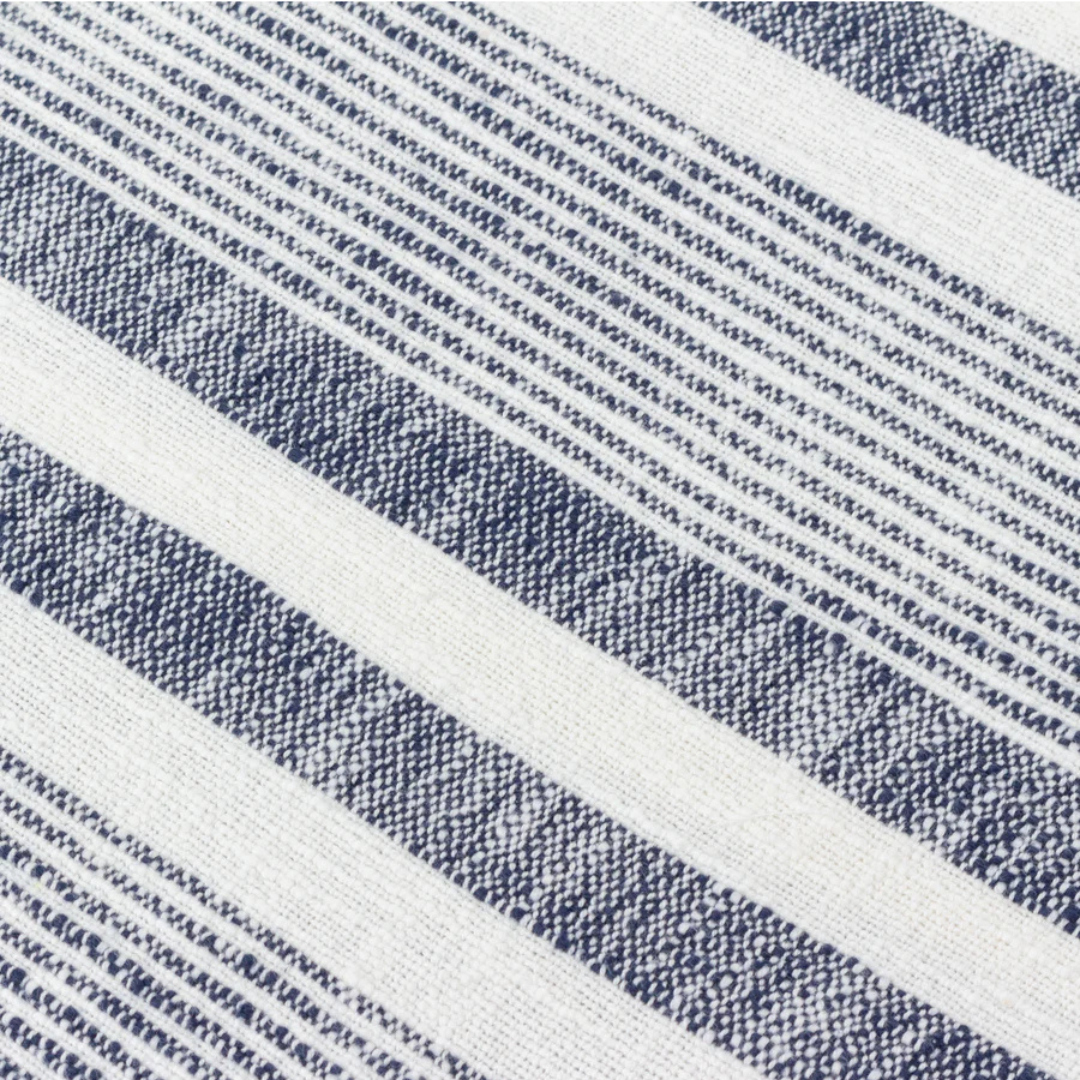 Natural/Navy Stripe Fringed Throw