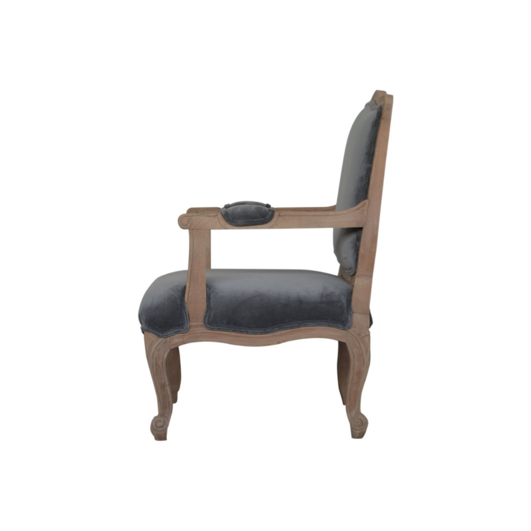 Grey Velvet French Style Chair