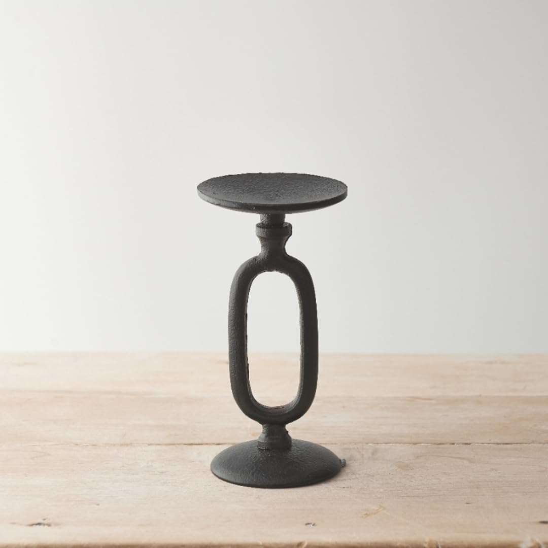 Rustic Black Metal Pillar Candle Stand