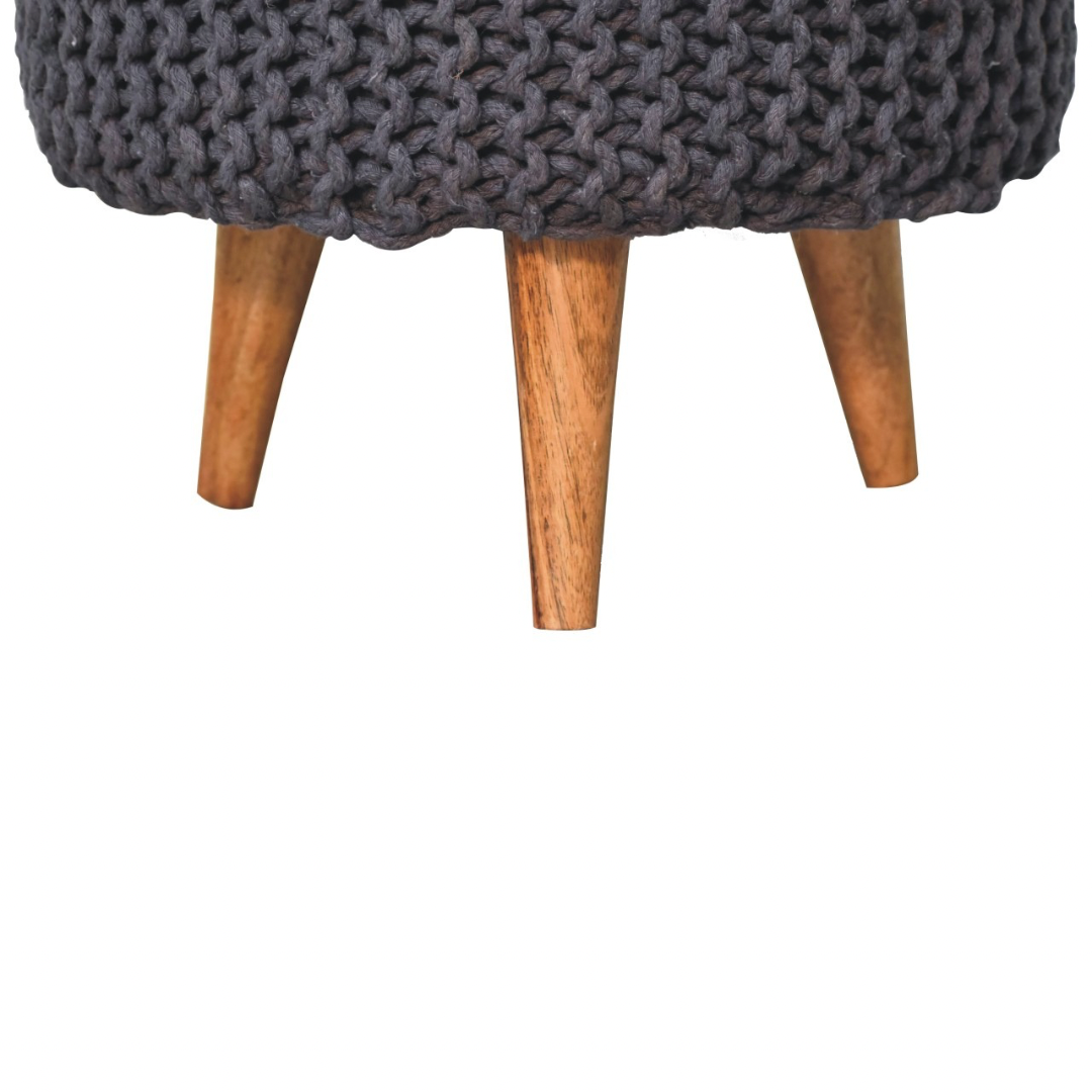 Grey Round Footstool