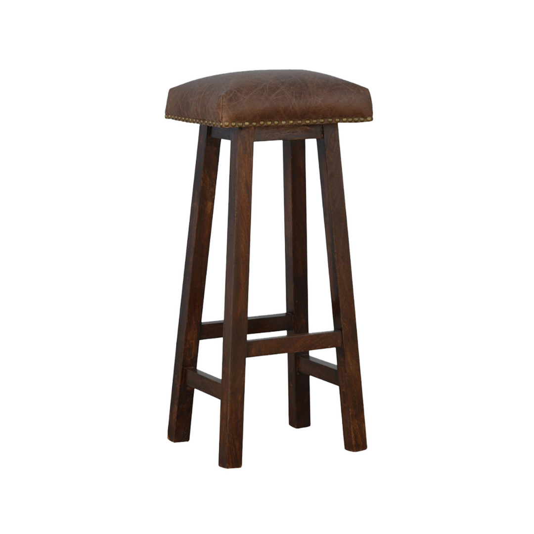 Buffalo Brass Leather Bar Stool