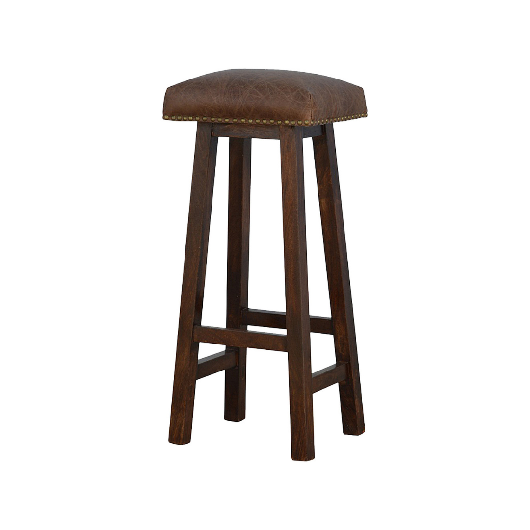 Buffalo Brass Leather Bar Stool