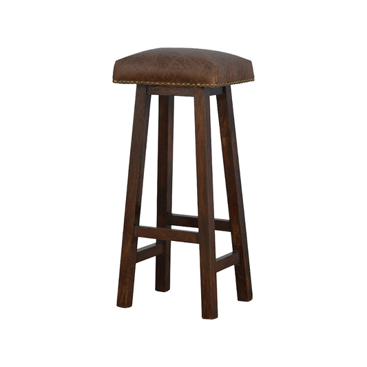 Buffalo Brass Leather Bar Stool