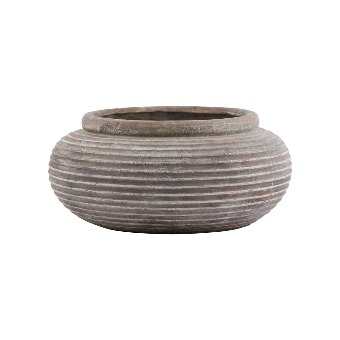Siena Brown Round Ribbed Planter