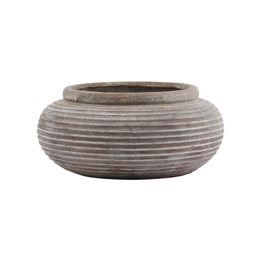 Siena Brown Round Ribbed Planter