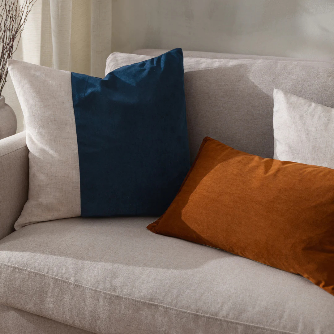 Indigo Soft-Washed Velvet Cushion Cover
