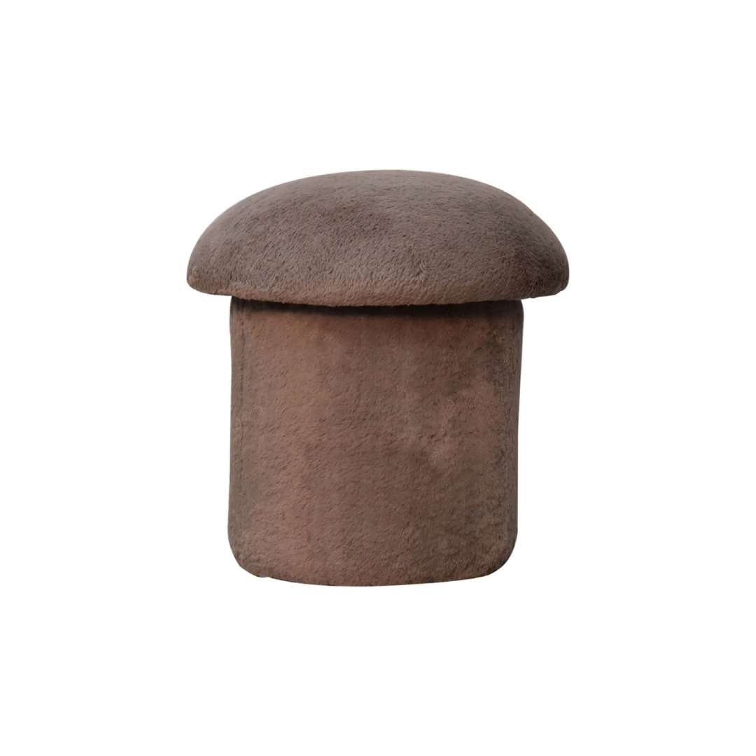 Mocha Faux Fur Mushroom Footstool