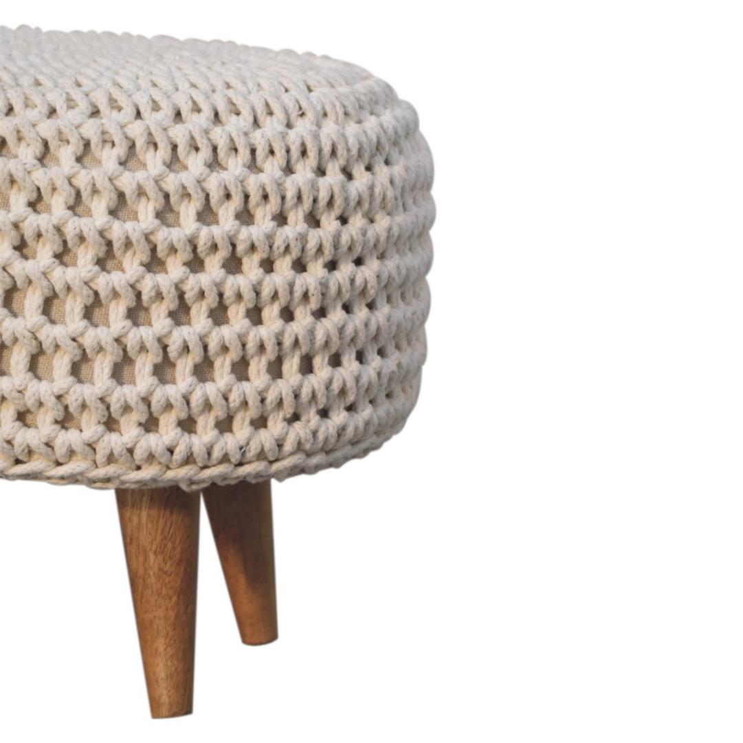White Oblong Footstool