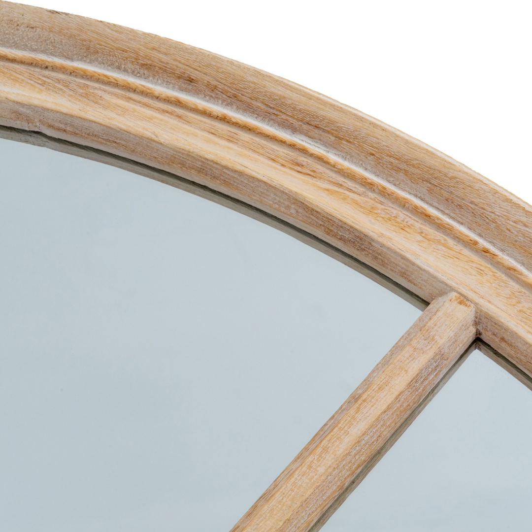 Washed Wood Round Window Mirror