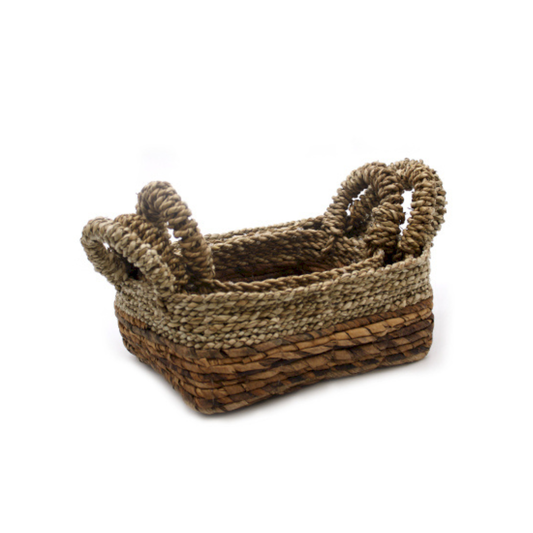 Banana Leaf & Seagrass Square Basket - Set of 3