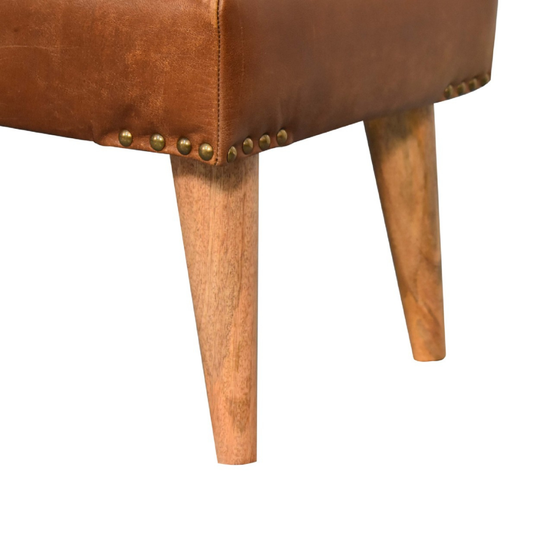 Bouclé Buffalo Hide Leather Bench