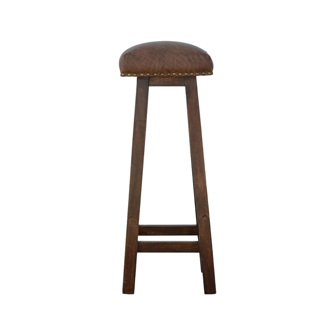 Buffalo Brass Leather Bar Stool