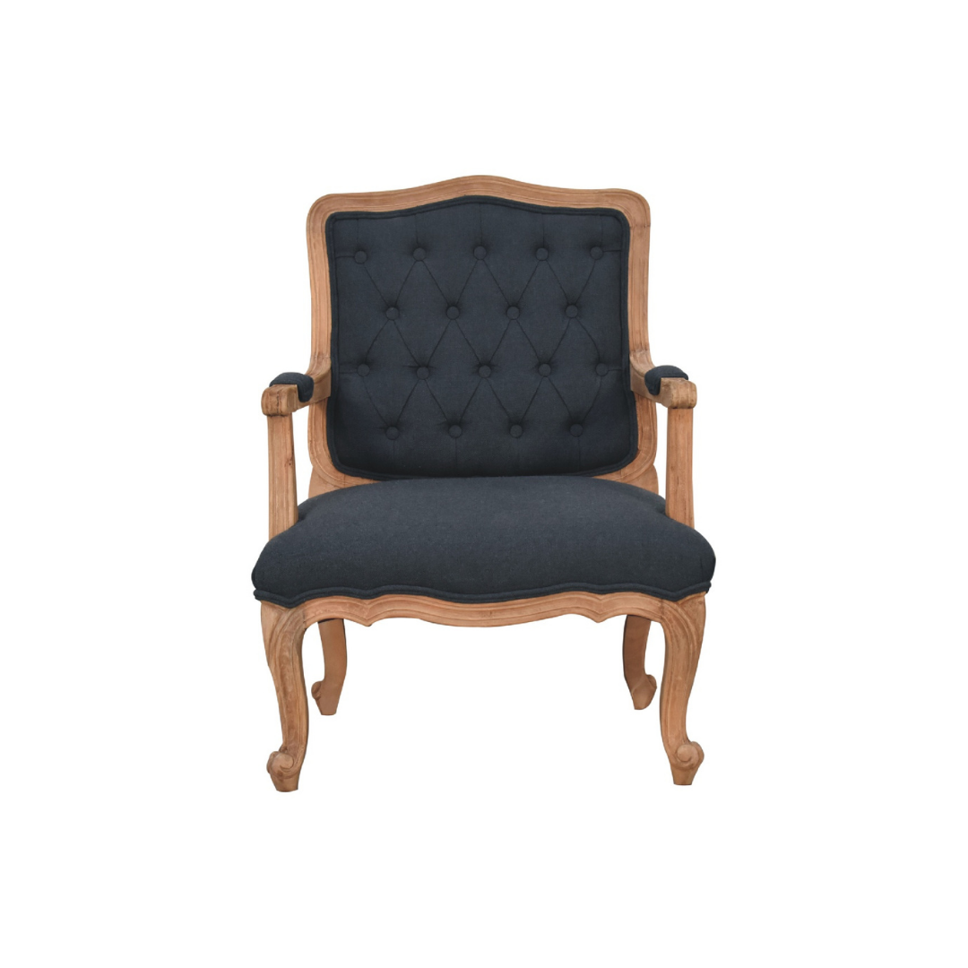 Navy Blue Linen French Style Chair