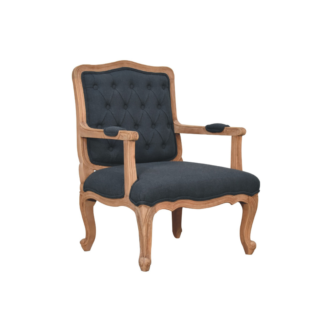 Navy Blue Linen French Style Chair