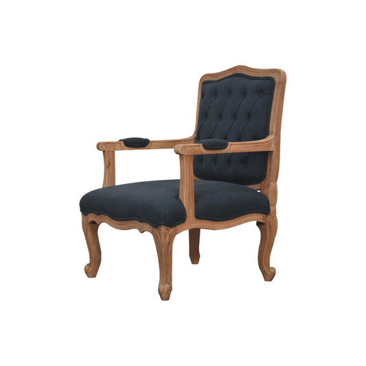 Navy Blue Linen French Style Chair