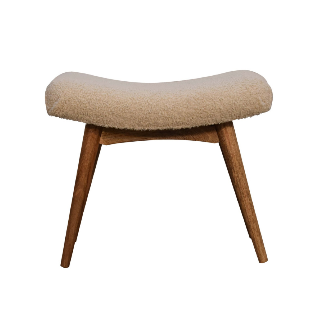 Boucle Cream Curved Bench