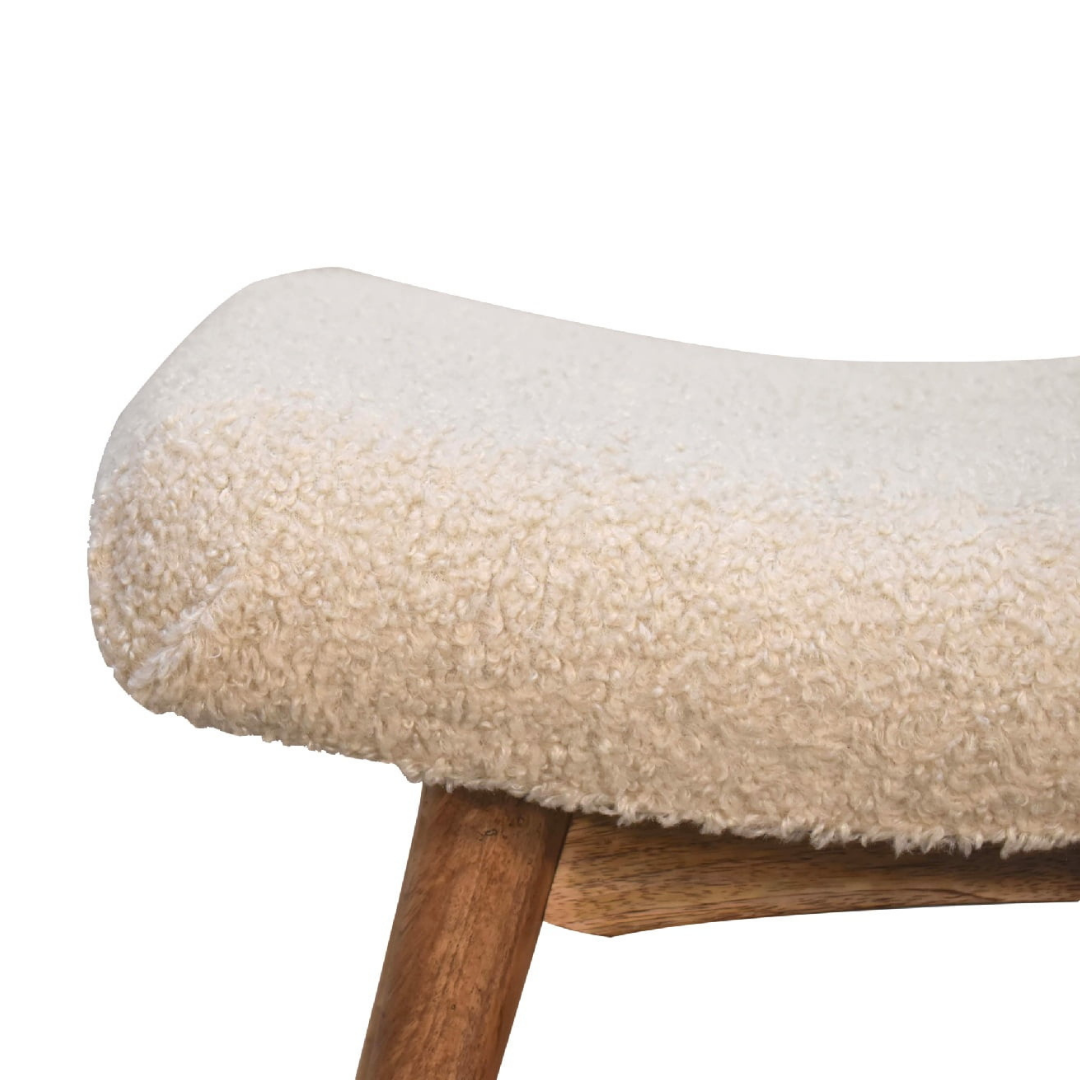 Boucle Cream Curved Bench