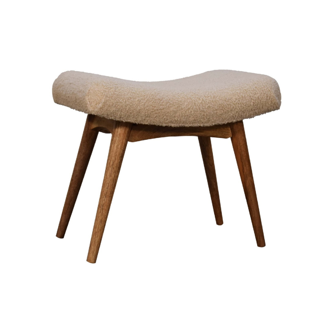 Boucle Cream Curved Bench