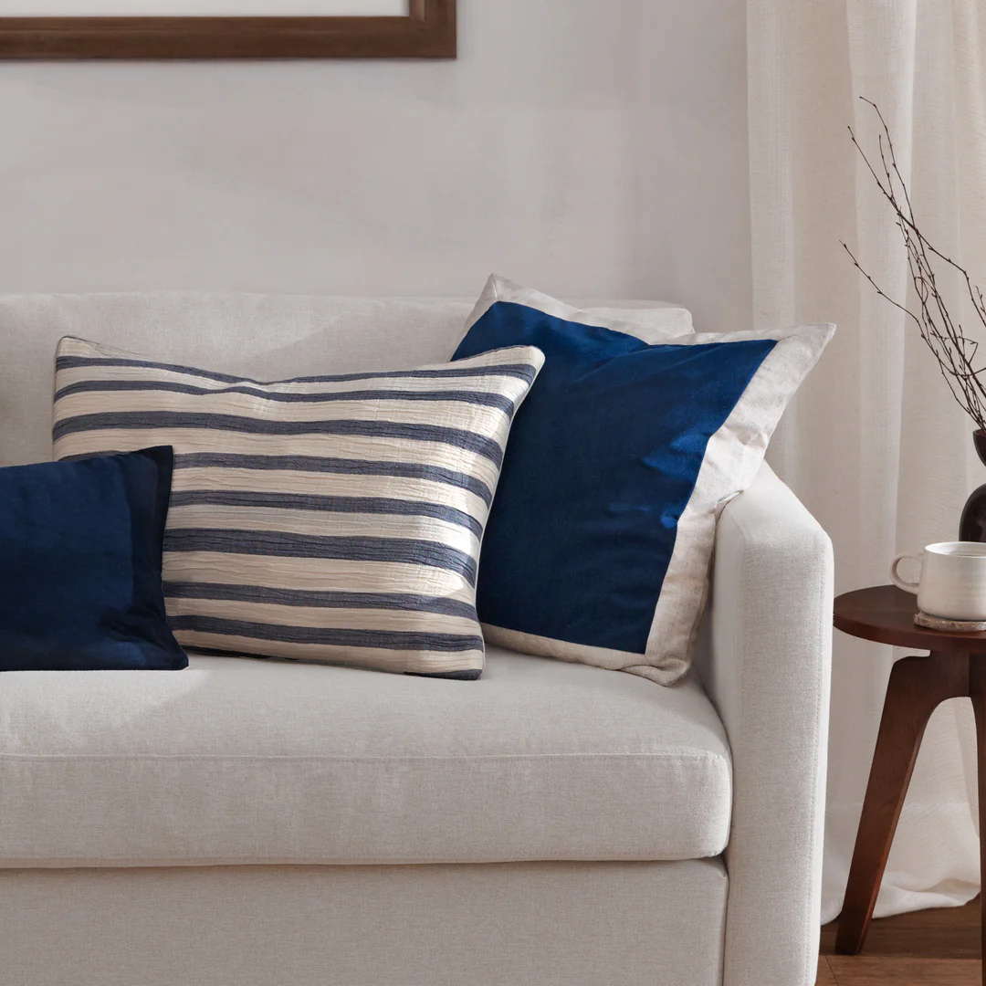 Indigo Matte Velvet Cushion Cover