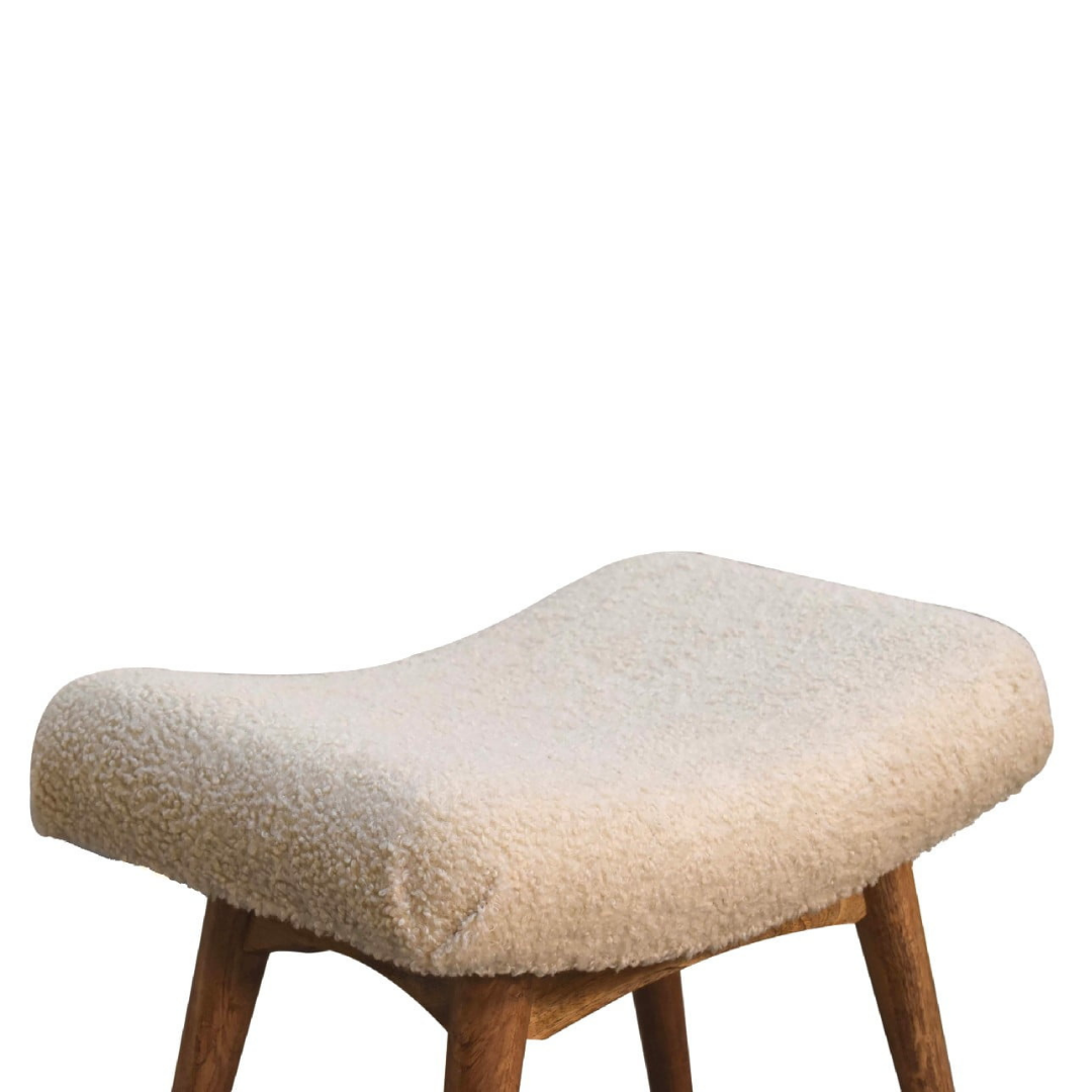 Boucle Cream Curved Bench