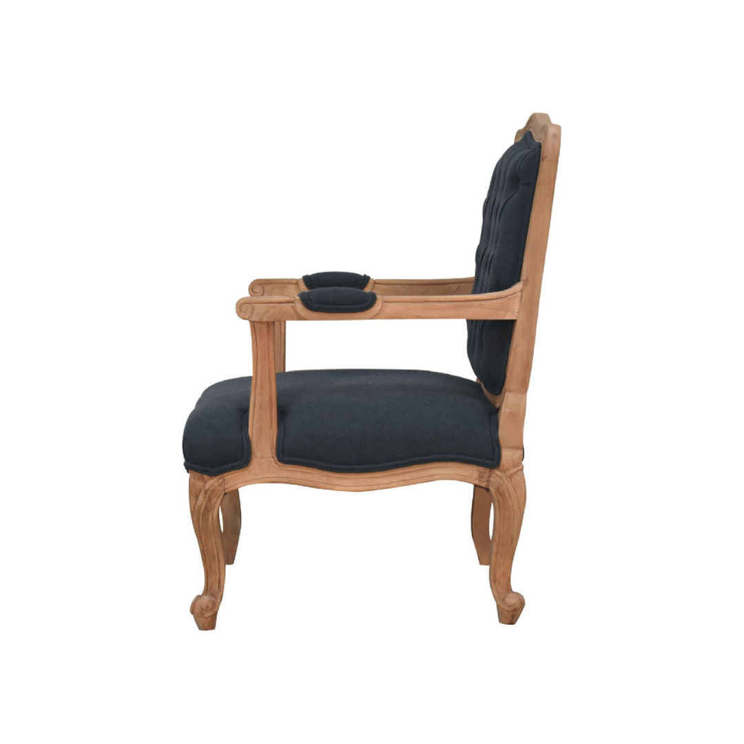 Navy Blue Linen French Style Chair