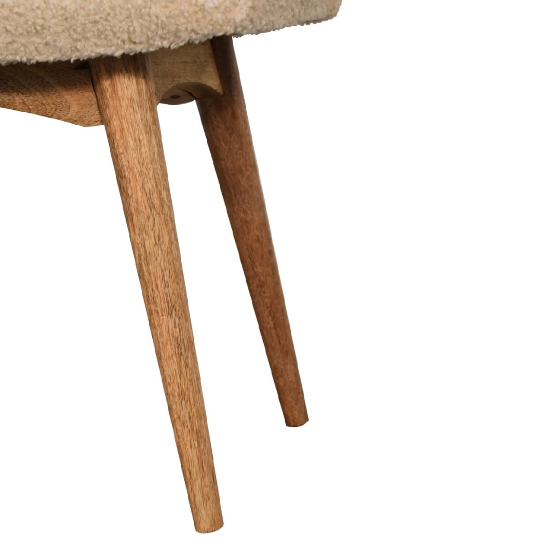 Boucle Cream Curved Bench
