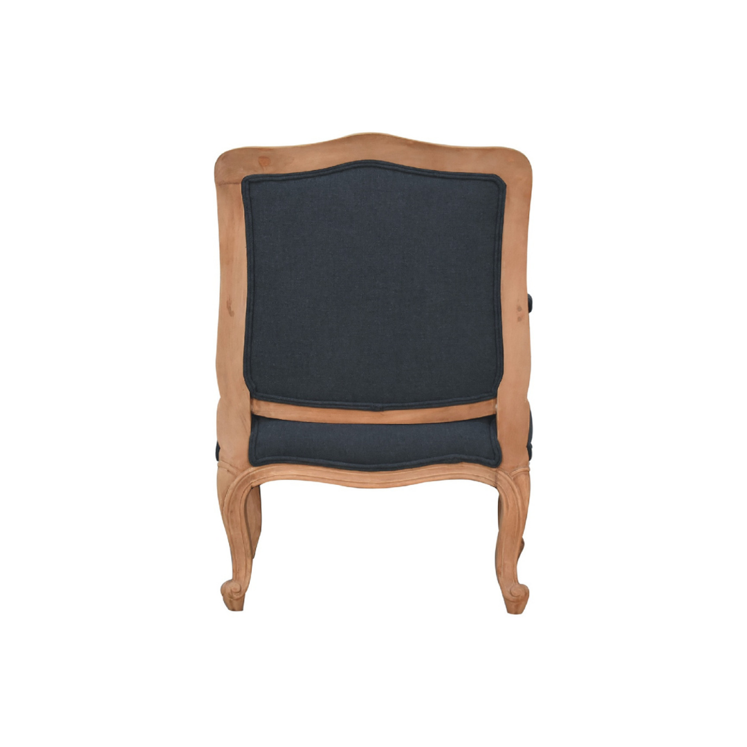 Navy Blue Linen French Style Chair
