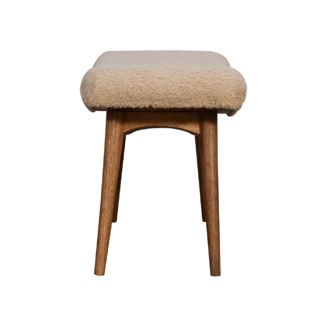 Boucle Cream Curved Bench
