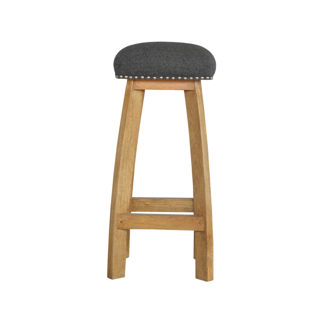 Black Tweed Studded Bar Stool