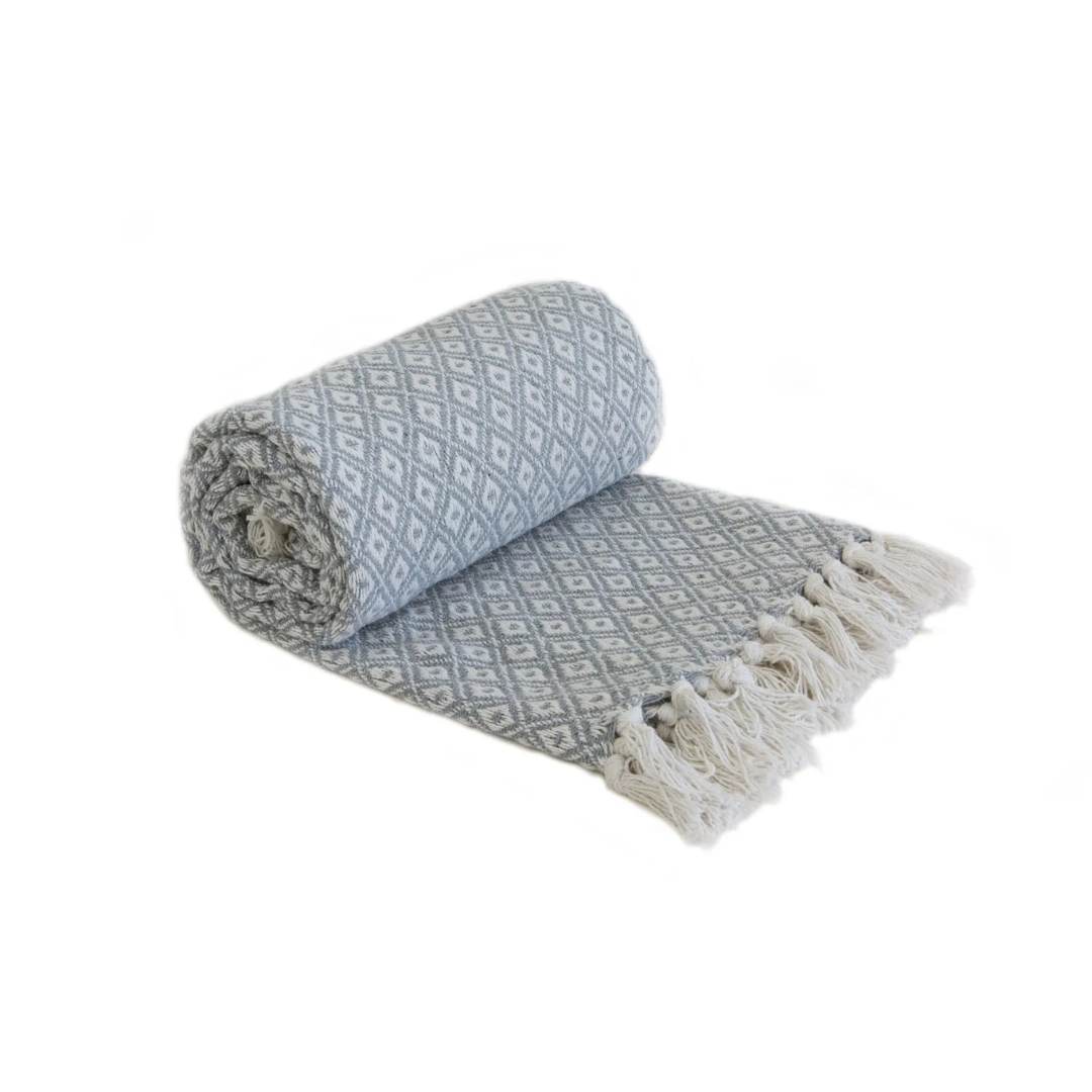 Stockholm Cotton Throw in Silver